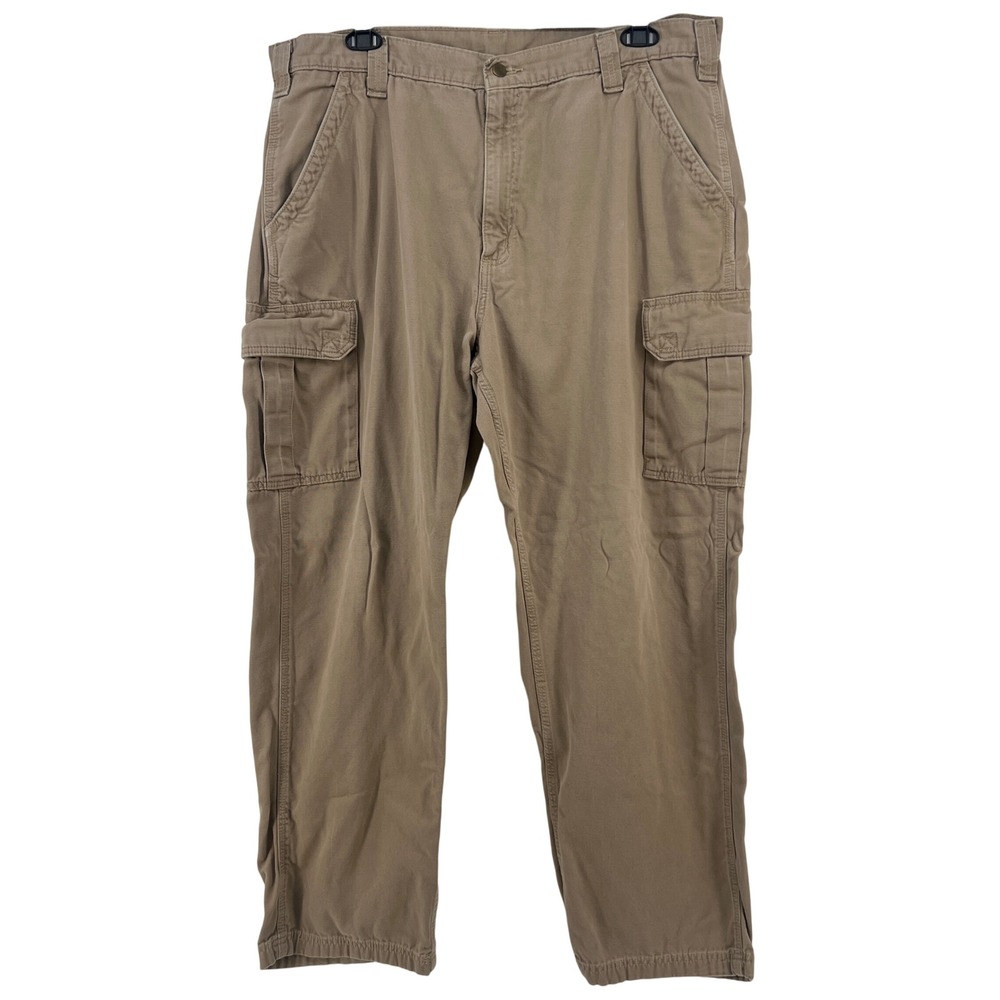 Carhartt‎ B182 GKH Mens 42x32 Khaki Canvas Dungaree Fit Cargo Work Pants